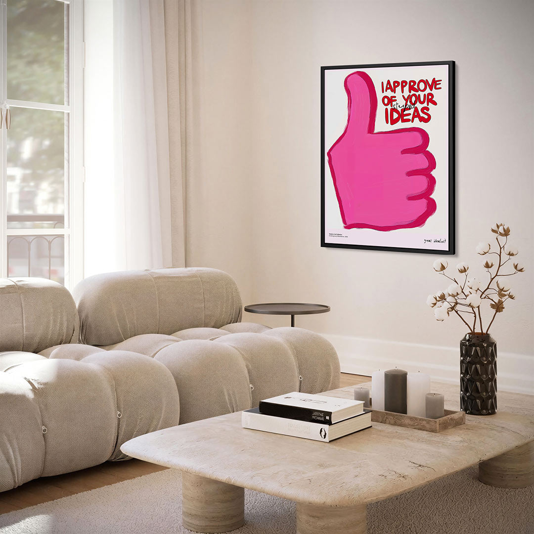 Roze duim en tekst Kunstwerk