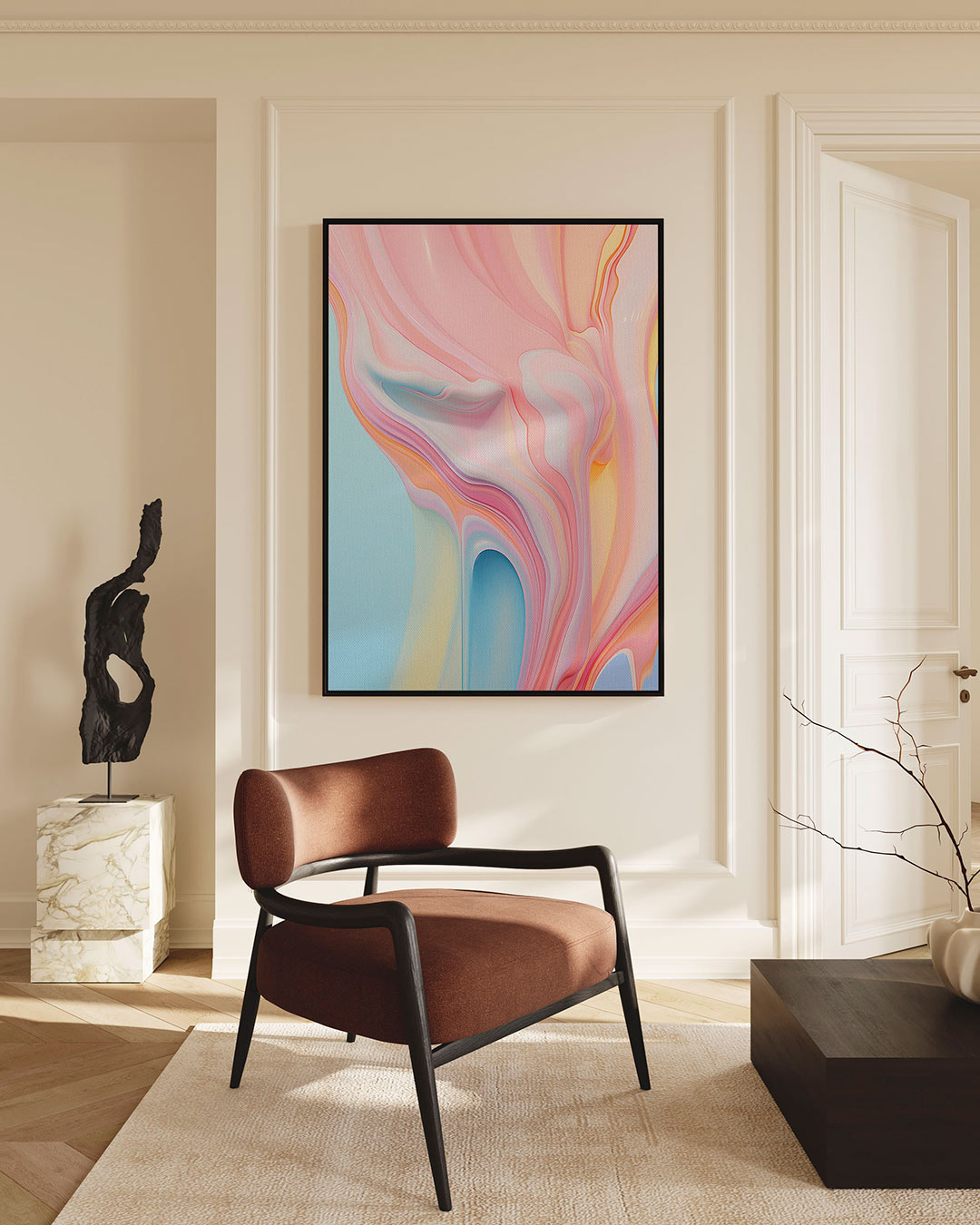 Vloeiende kleurencompositie Kunstwerk