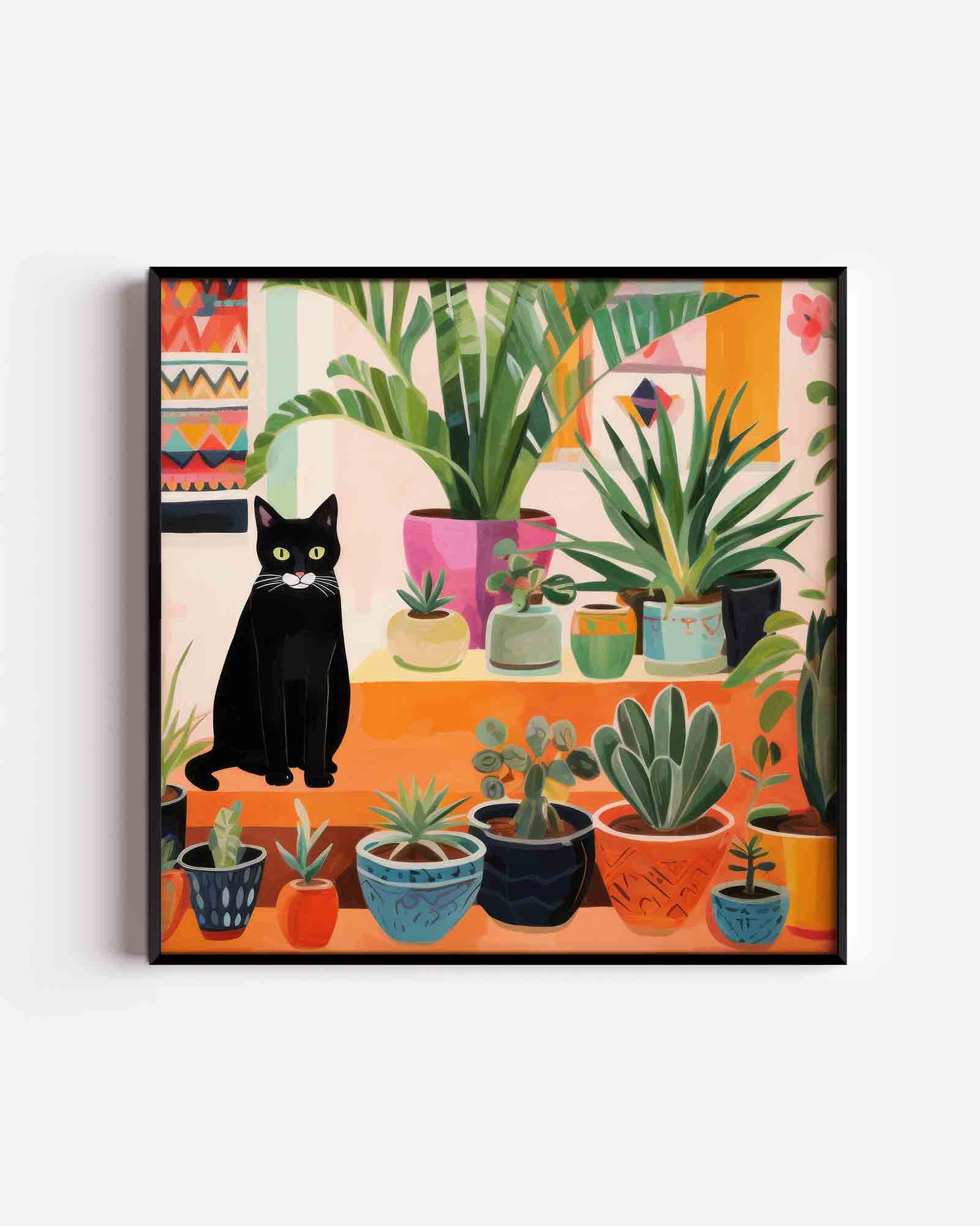 Kat en planten Poster