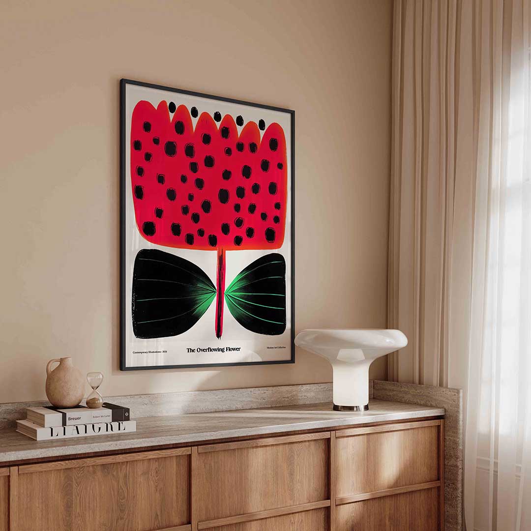 Bloem met zwarte stippen Poster