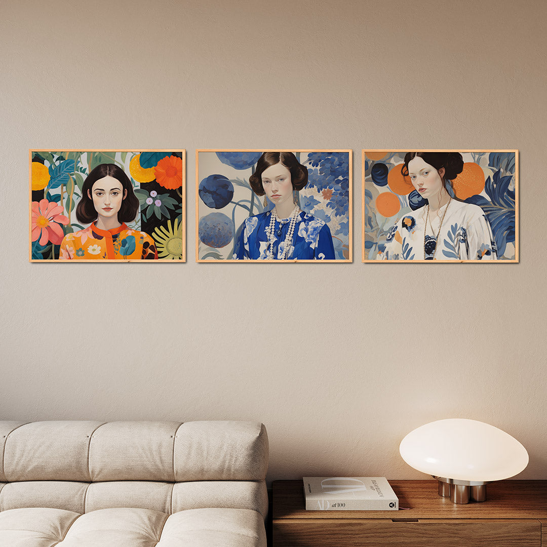 Bloemen en portret Posterset