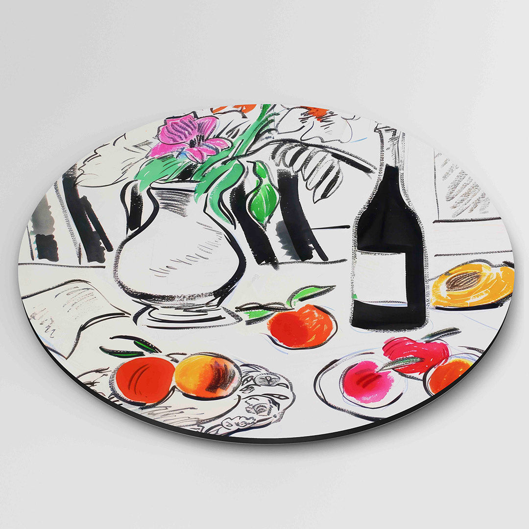 Stilleven met fruit en bloemen Muurcirkel