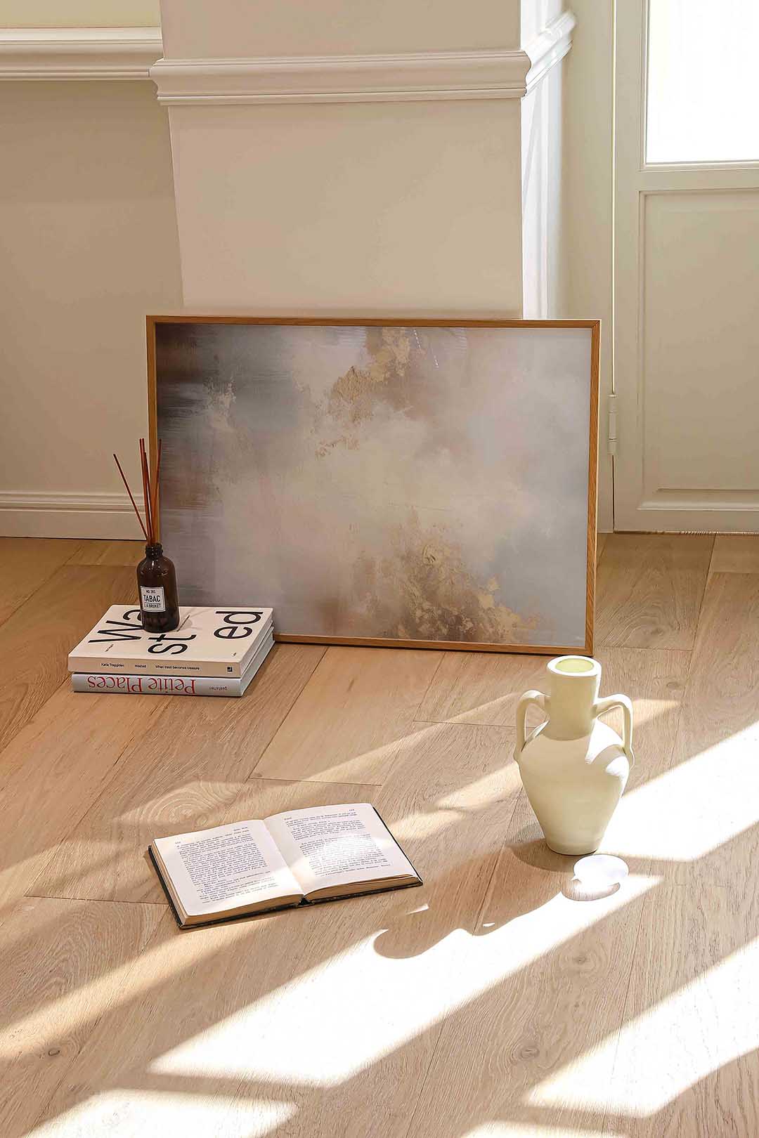 Abstracte beige en grijze Poster