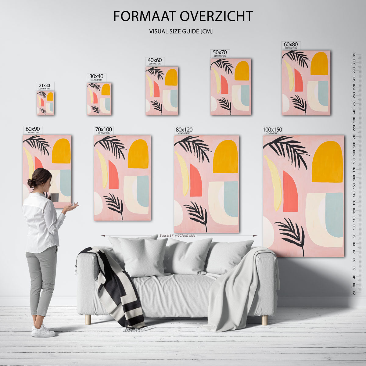 Abstracte vormen en bladeren Poster