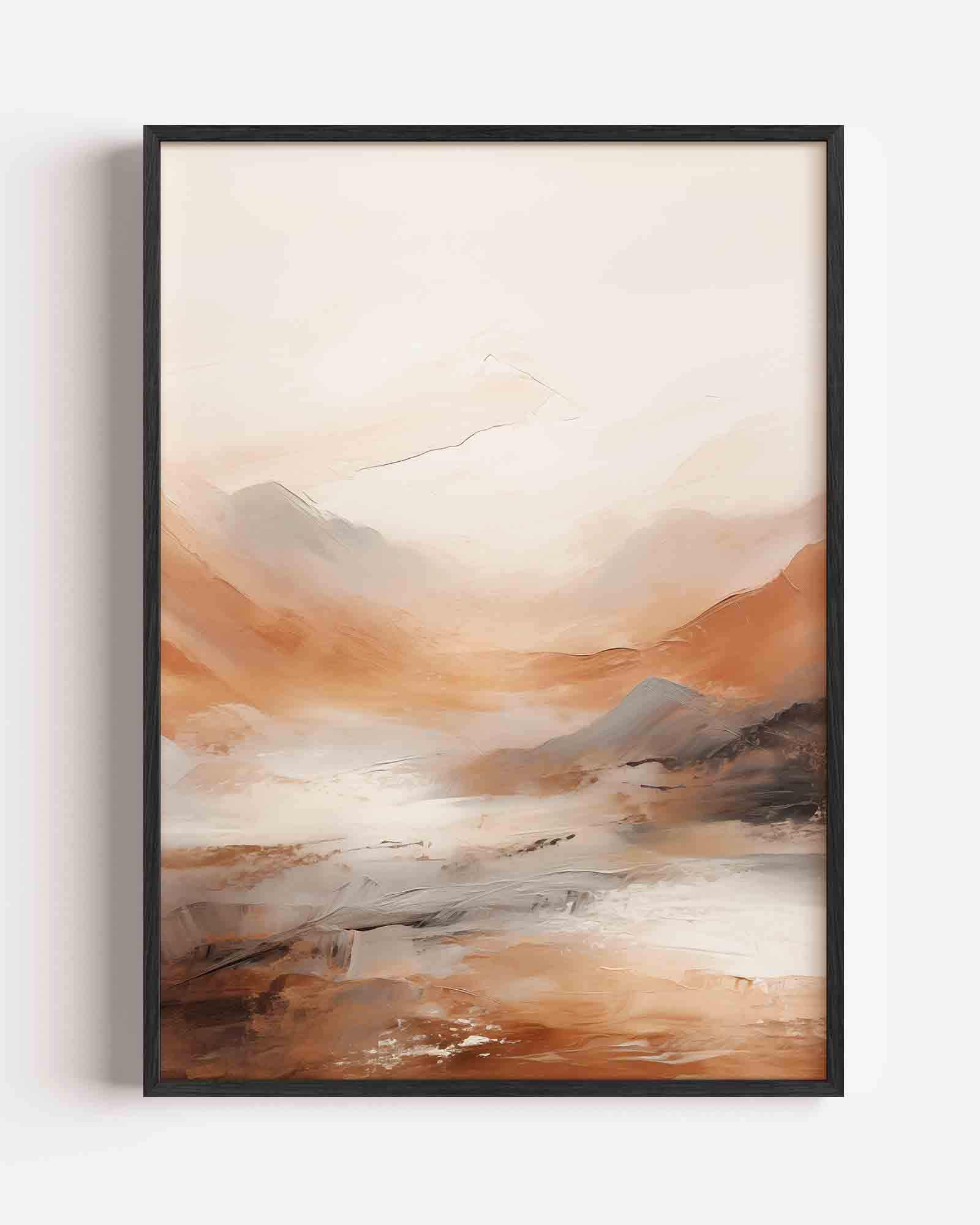 Landschap in beige en bruin Poster