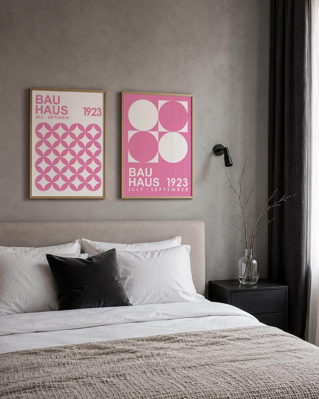 Roze cirkelpatroon Posterset