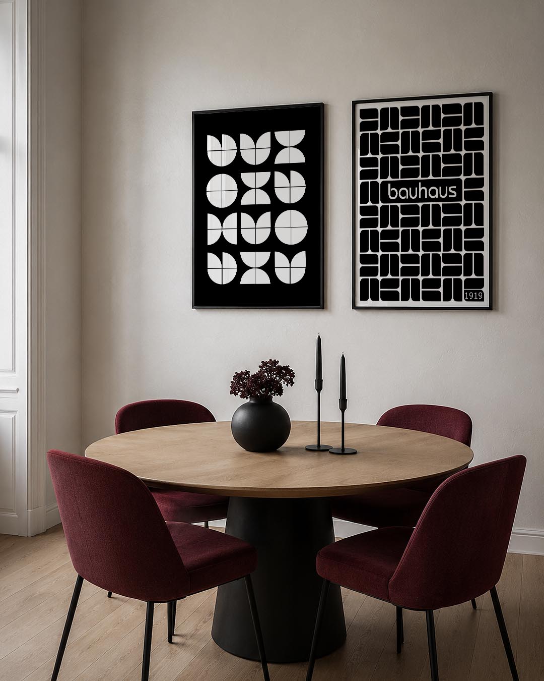 Vormenspel in zwart wit Posterset