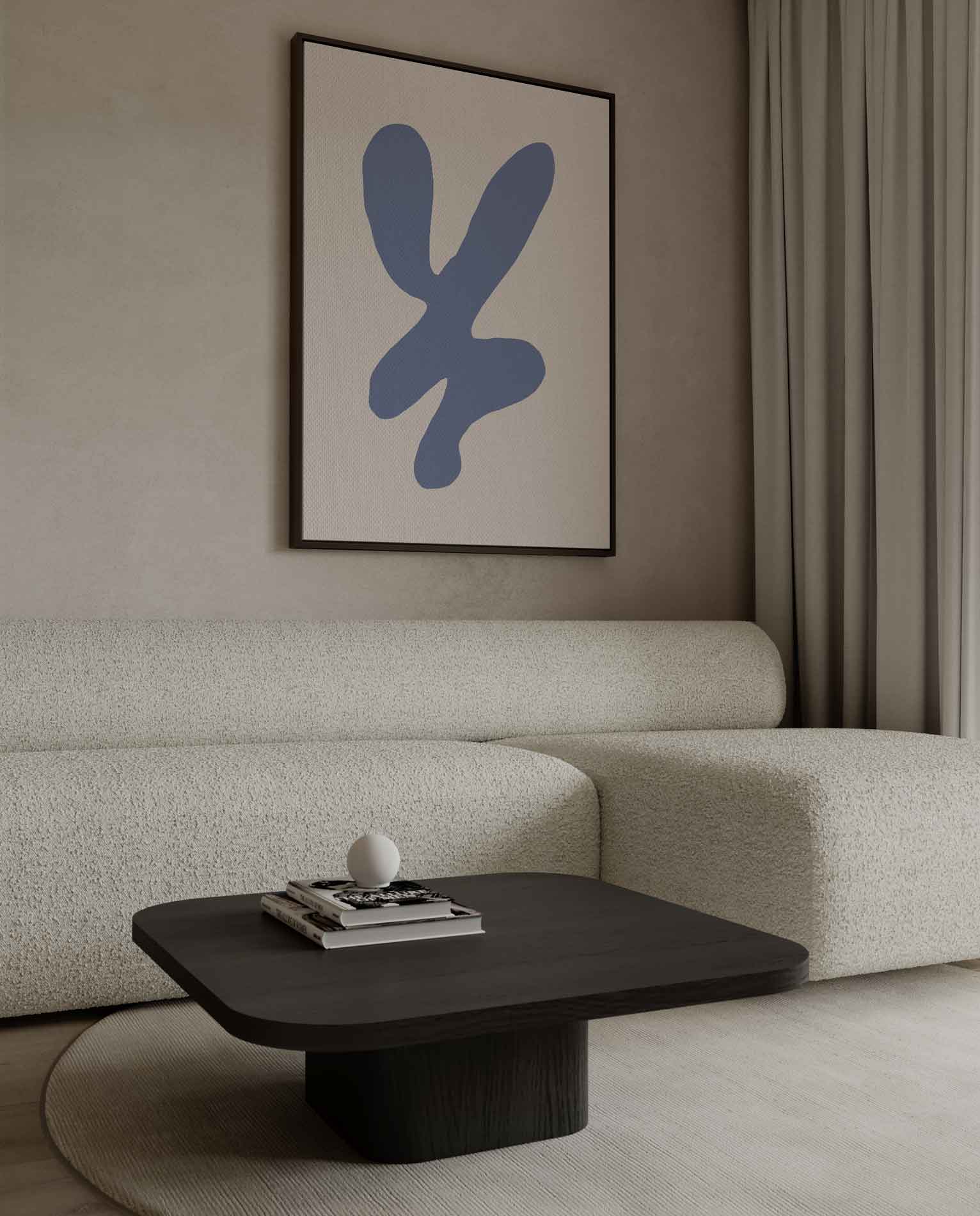 Abstracte Blauwe Vormen Kunstwerk-canvas-dibond-plexiglas-wanddecoratie-WallArtistic