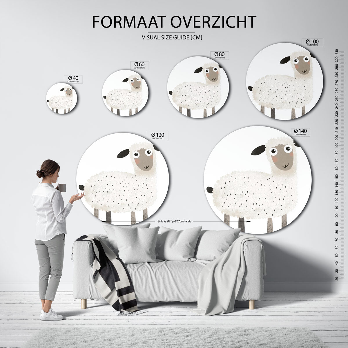 Schattig schaap Muurcirkel
