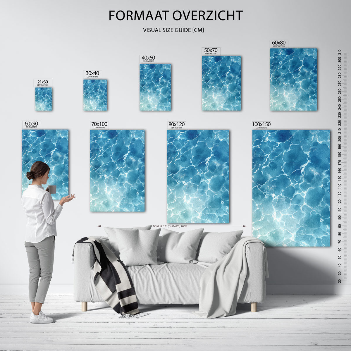 Blauwe waterstructuur Poster