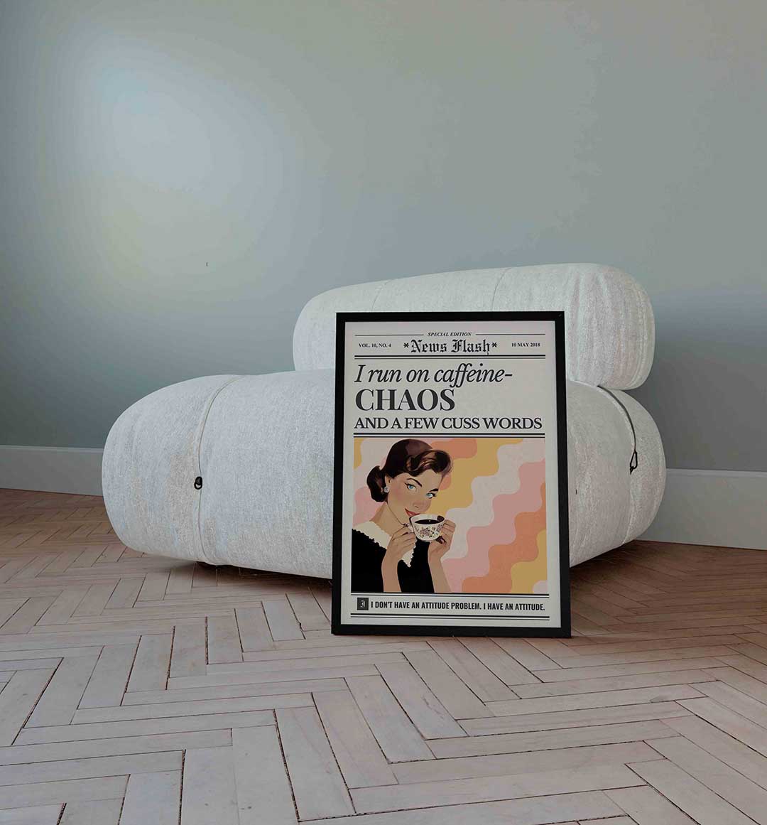 Vrouw met koffiekop Poster