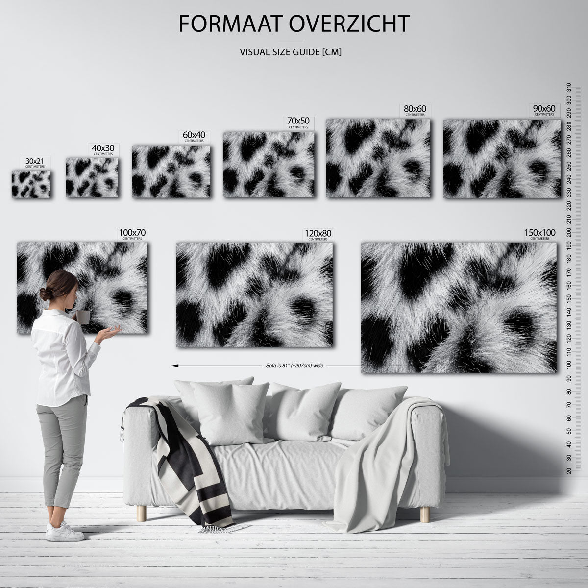 Zwart wit vachtpatroon Poster