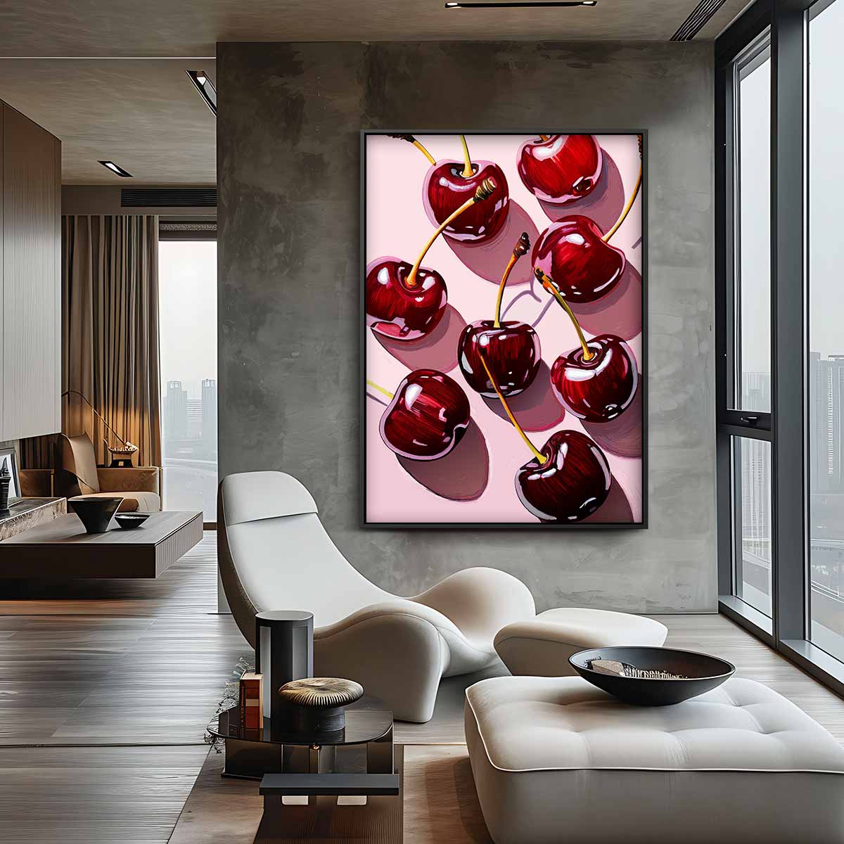 Glanzende Kersenpracht Kunstwerk-canvas-dibond-plexiglas-wanddecoratie-WallArtistic