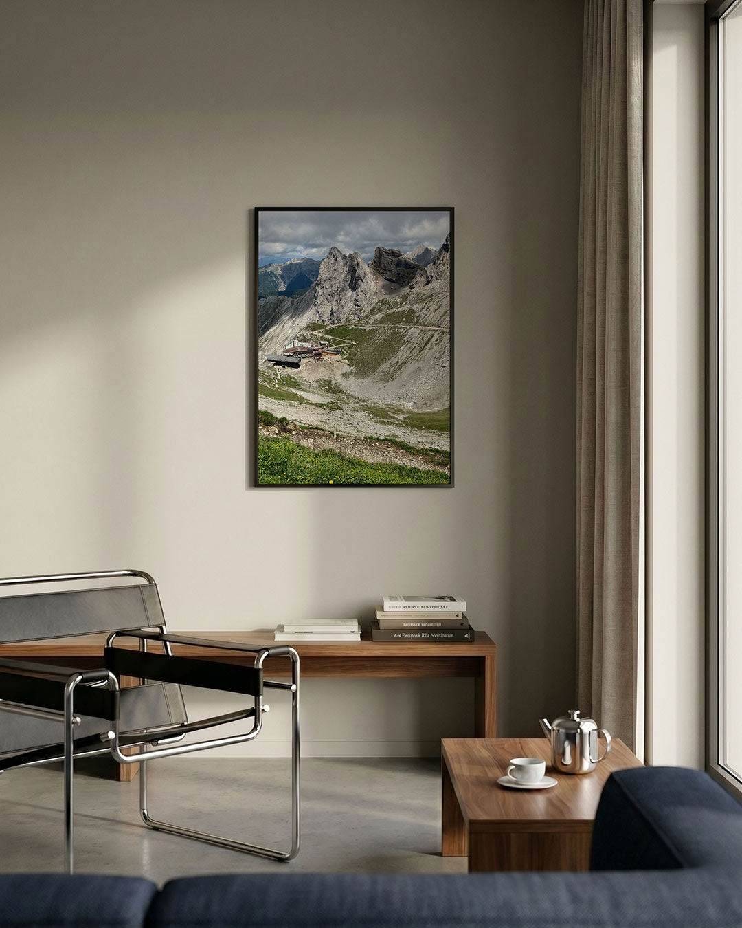 Berglandschap met chalet Poster
