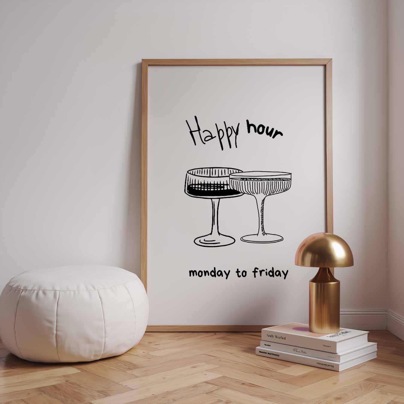 Happy Hour Illustratie Poster-WallArtistic