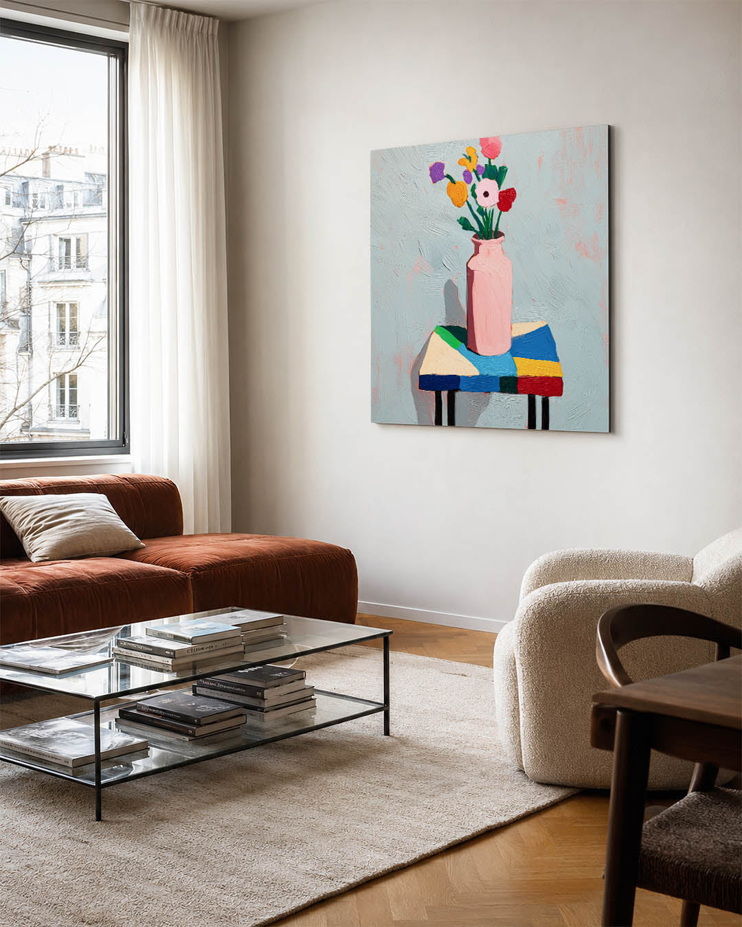 Kleurrijke bloemenvaas Kunstwerk
