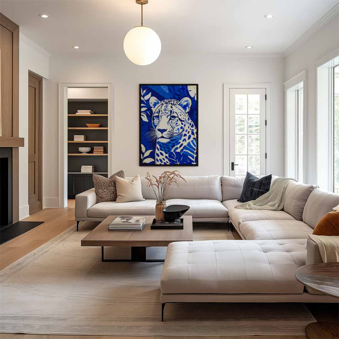 Blauwe Jungleluipaard Kunstwerk