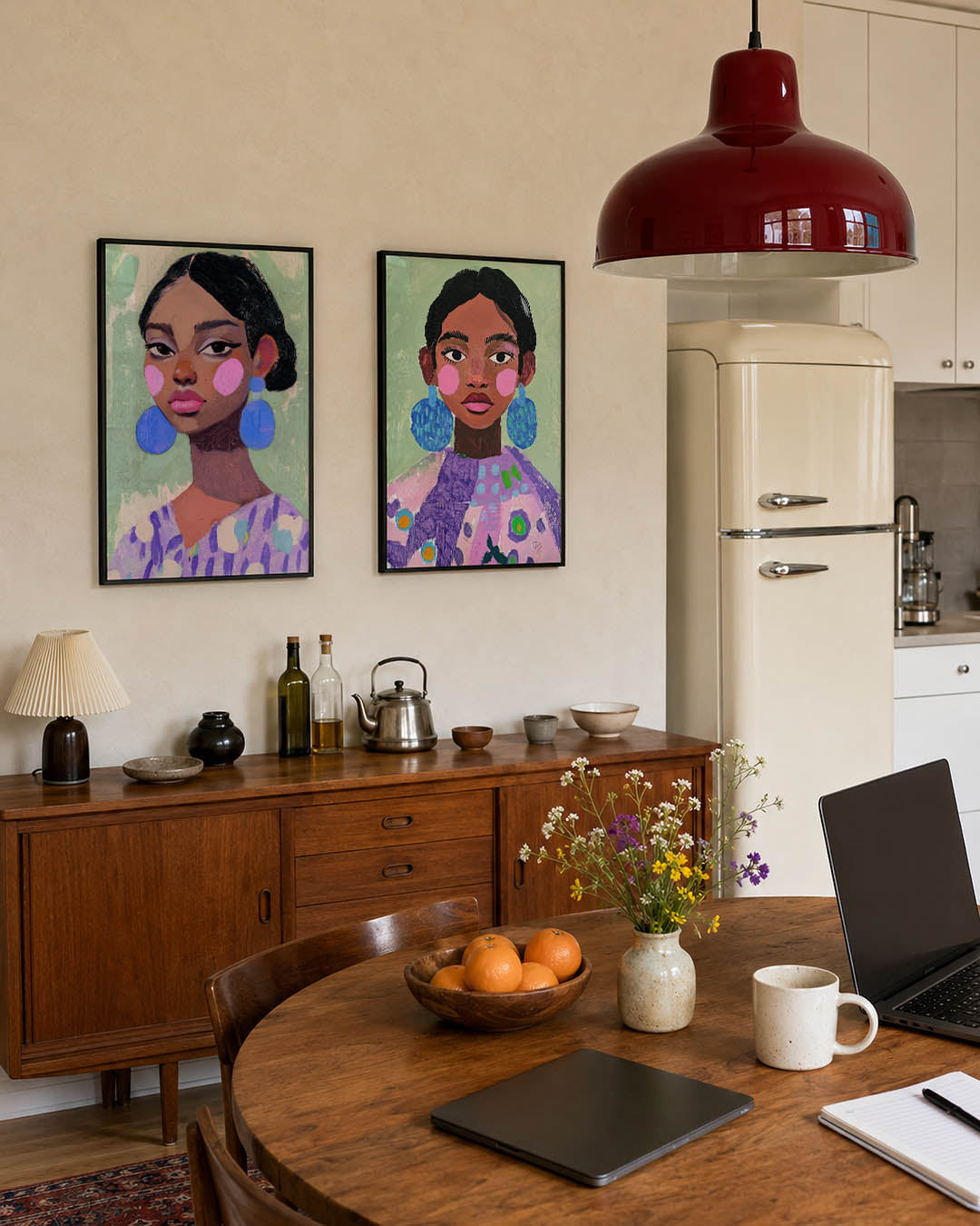 Portret met kleuraccenten Posterset