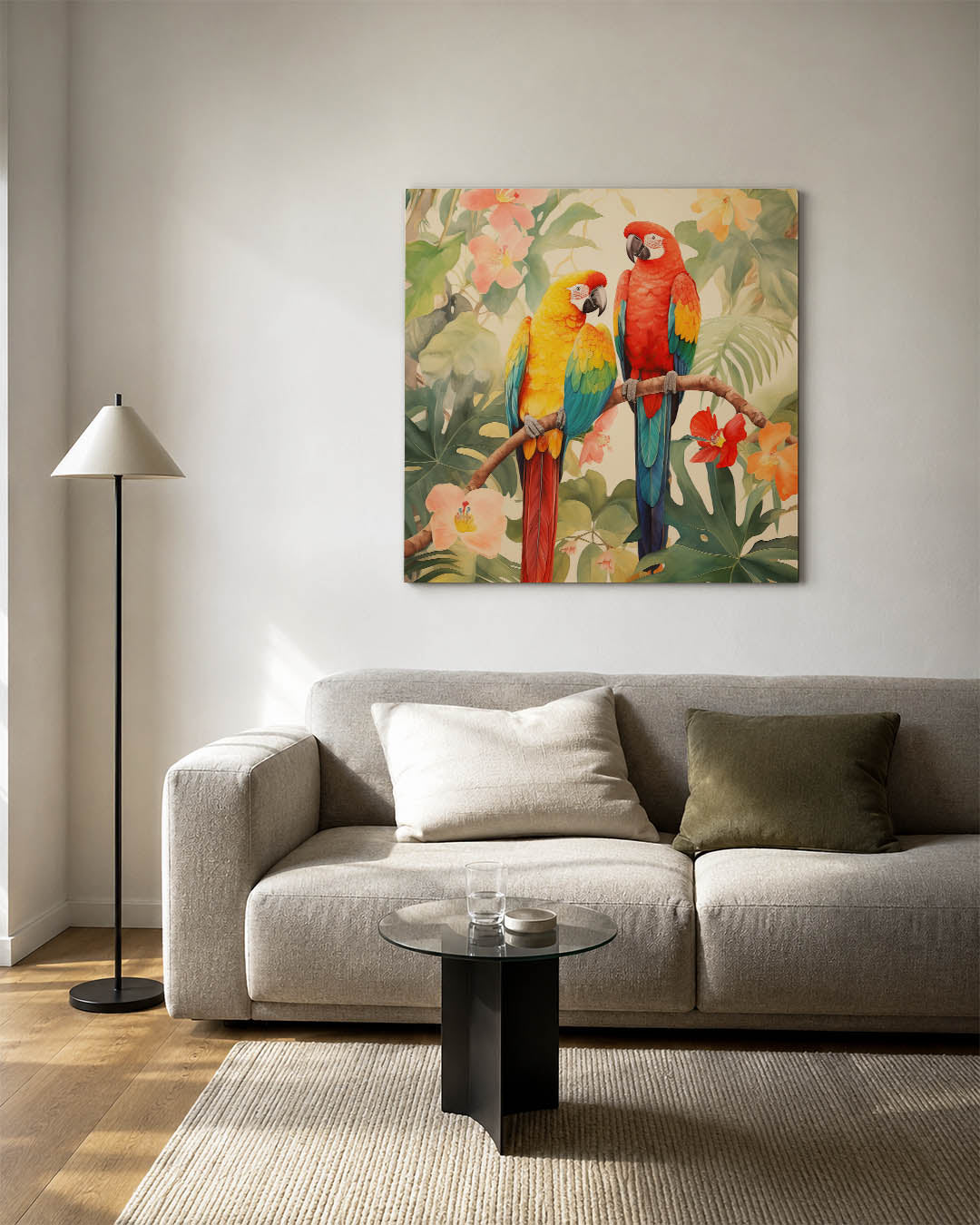 Tropische papegaaien Kunstwerk