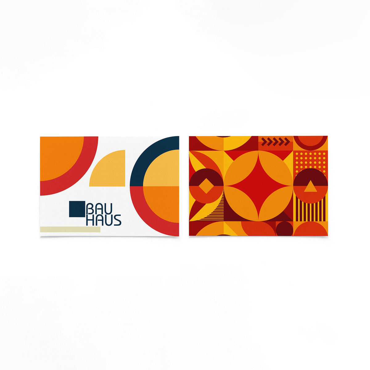 Twee landscape posters met kleurige cirkels en vlakken als vrijstaande productfoto
