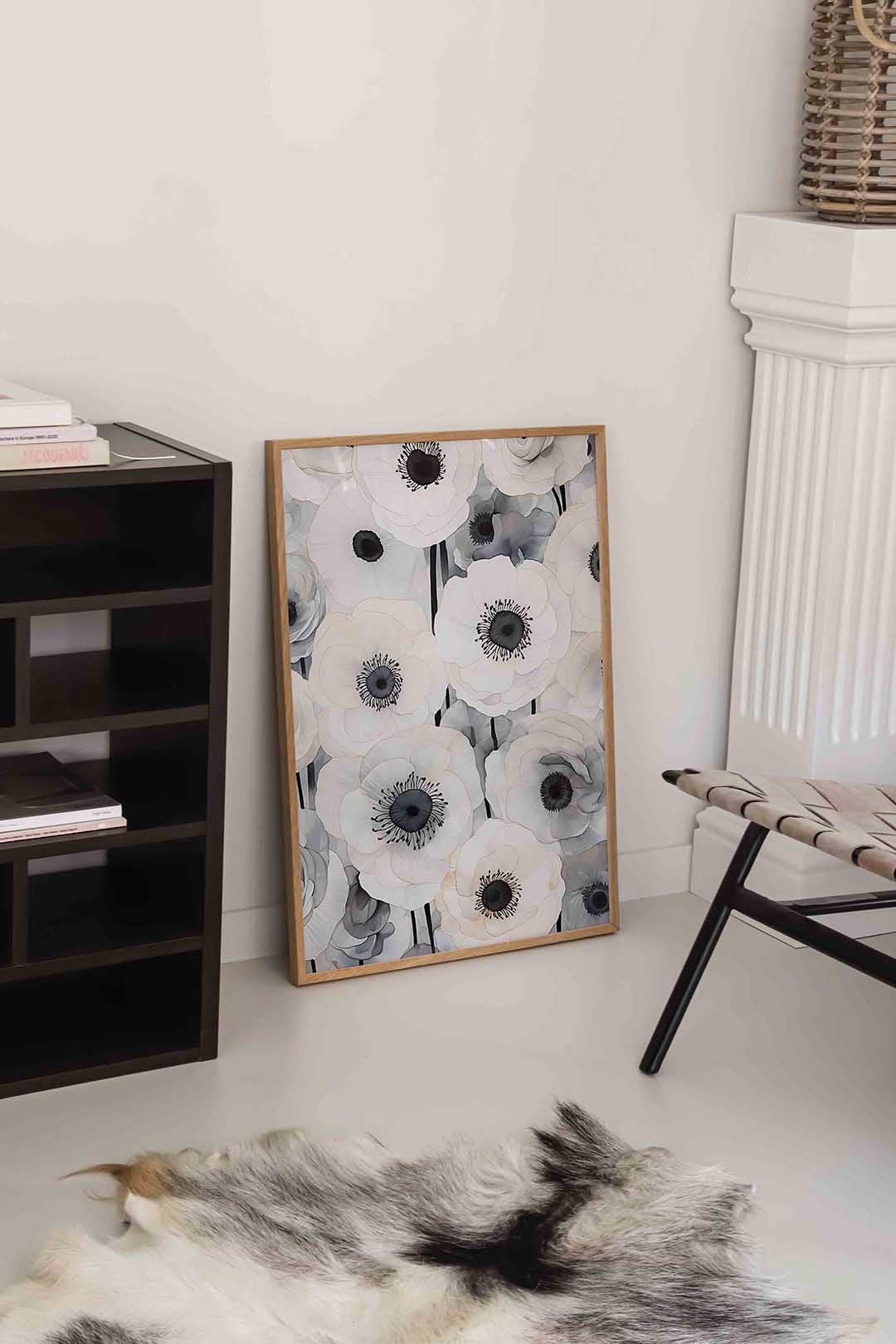 Witte bloemen Poster