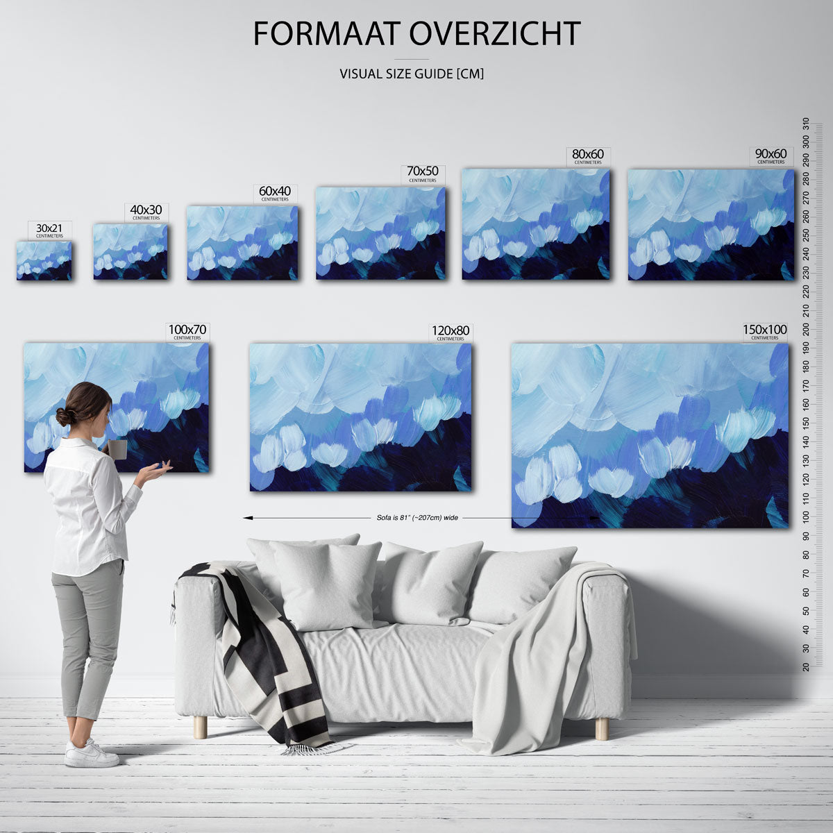 Blauwe penseelstreken Poster