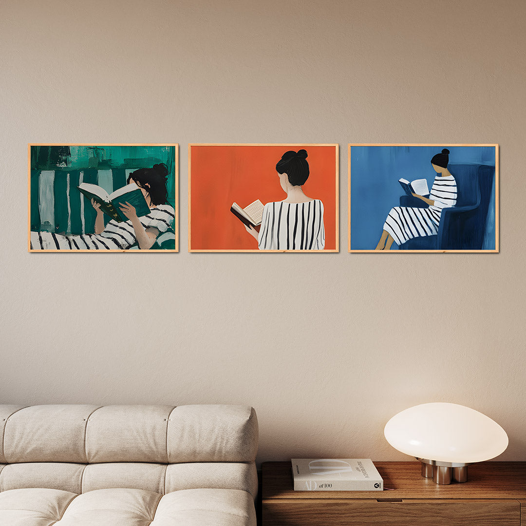 Lezende vrouw Posterset