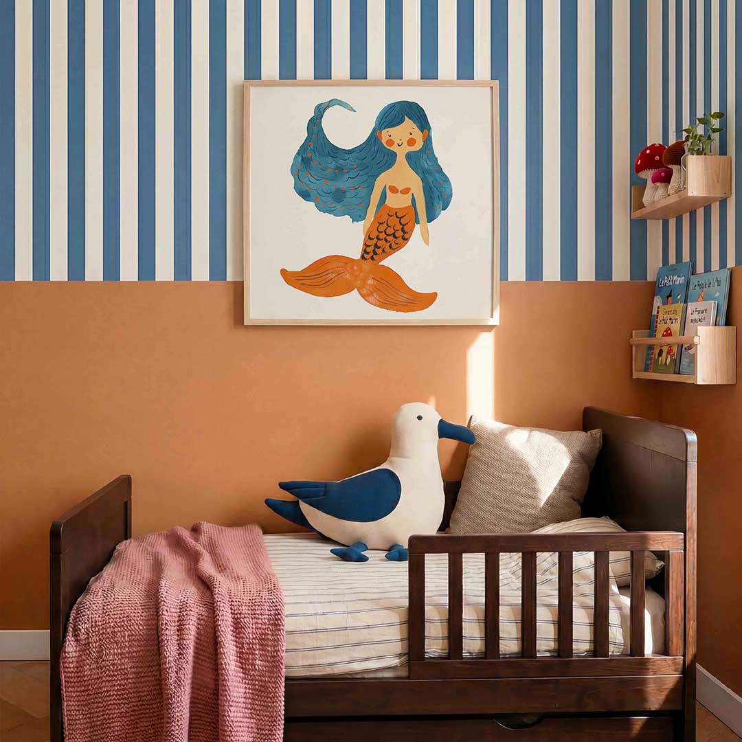 Zeemeermin met blauwe haren Poster