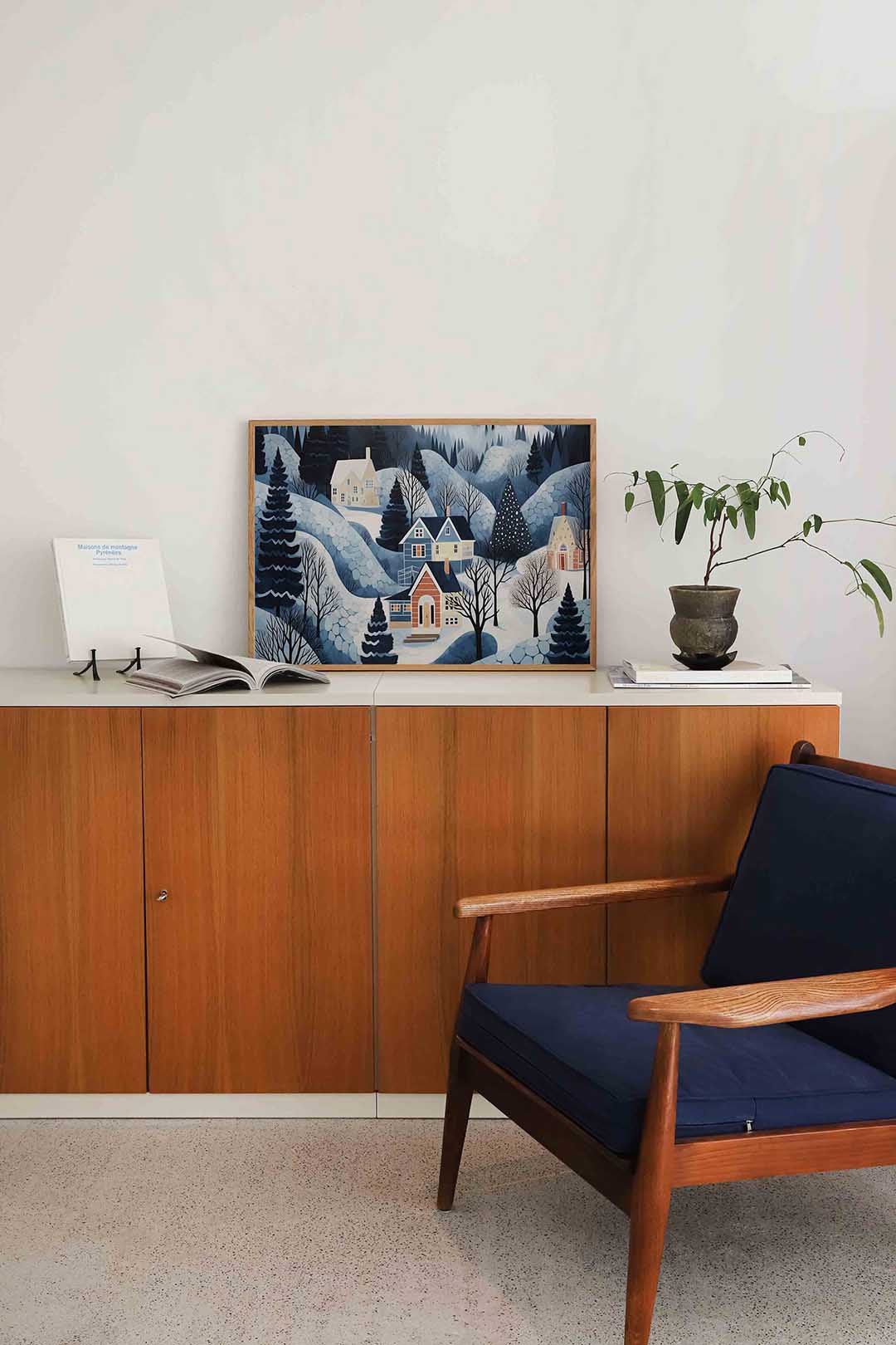 Winterlandschap met huizen Poster