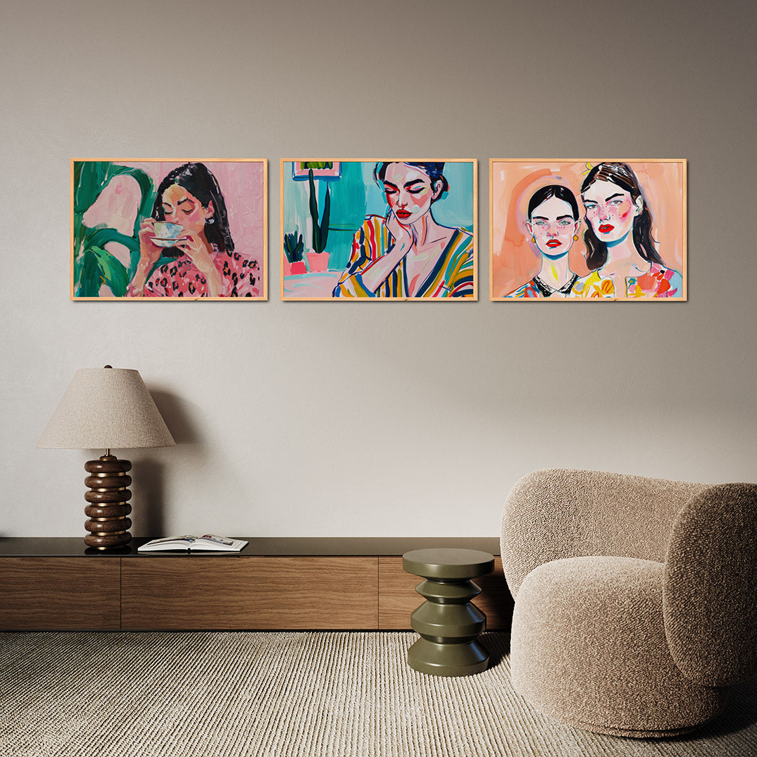 Kleurrijke penseelstreken Posterset