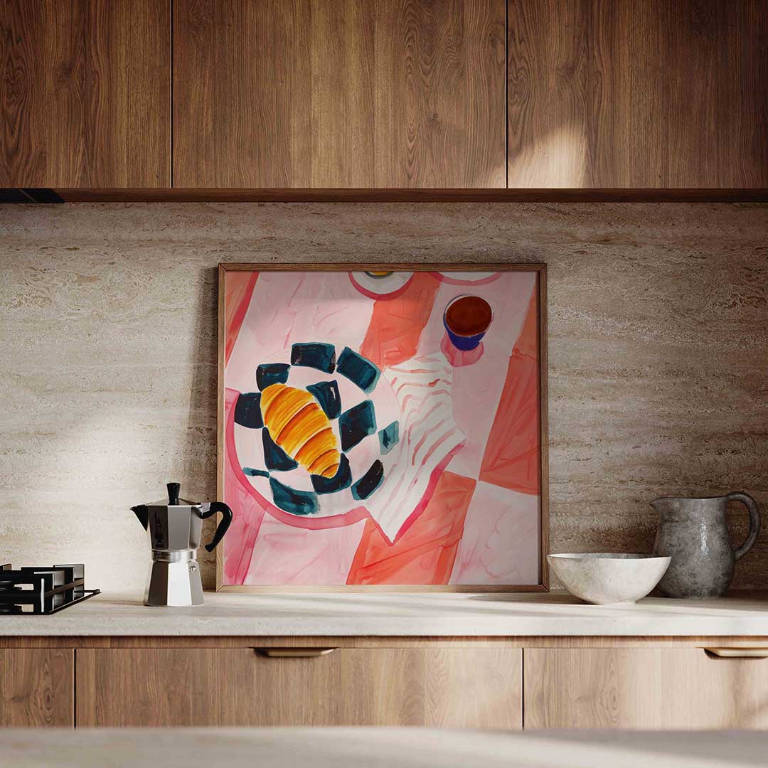 Ontbijt met croissant Poster