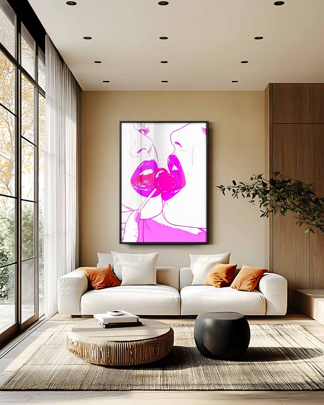 Pop Art Kissing Lollipop Kunstwerk-canvas-dibond-plexiglas-wanddecoratie-WallArtistic
