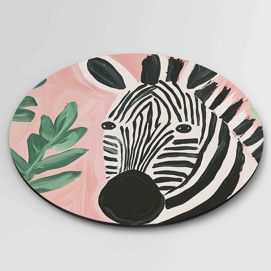 Zebra en bladeren Muurcirkel