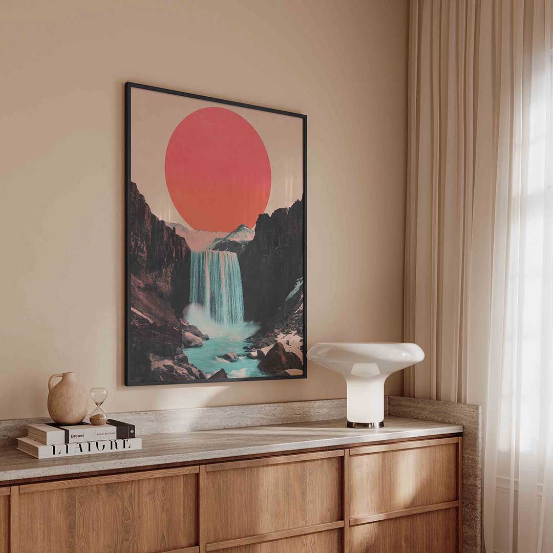 Waterval en zon Poster