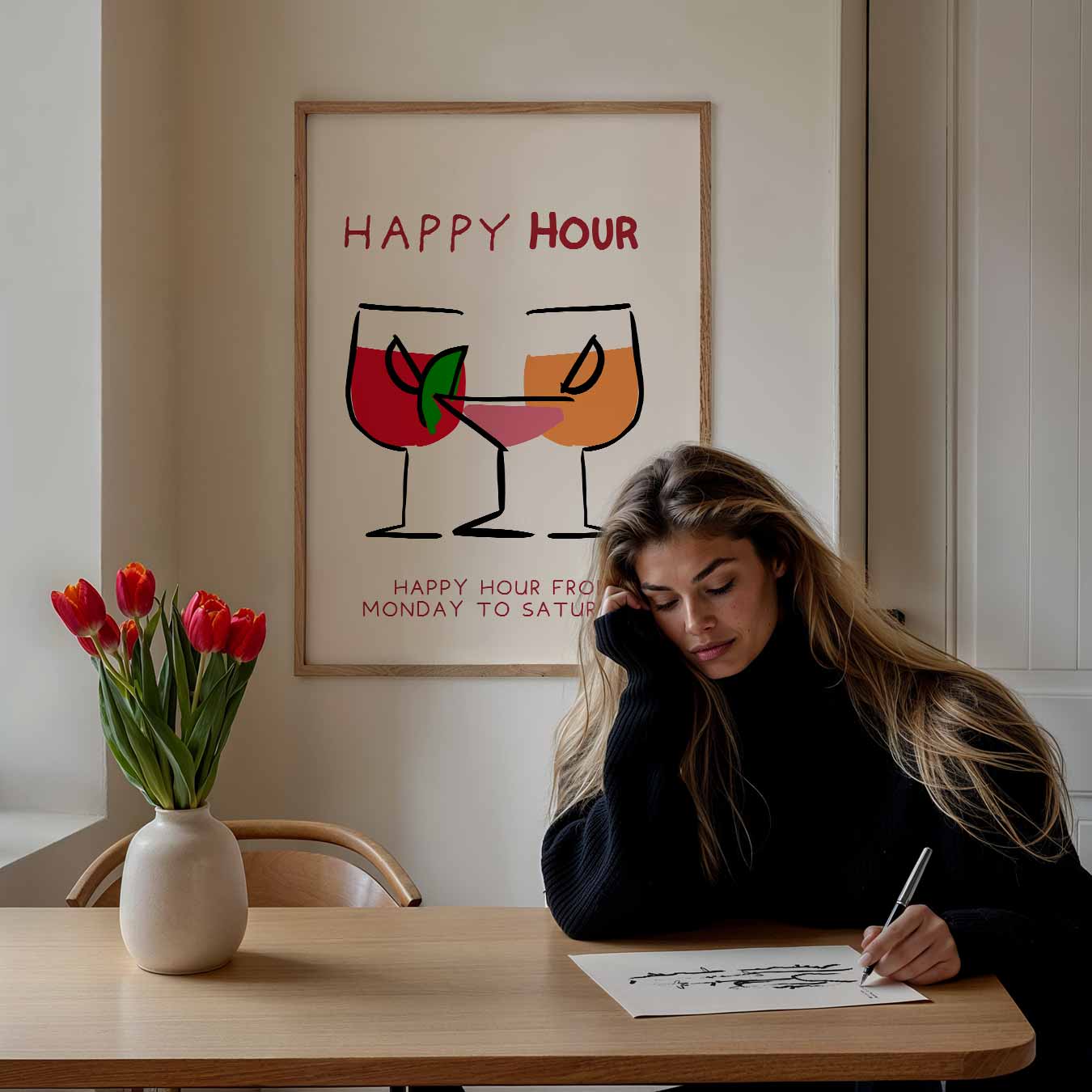 Happy Hour Cocktail Poster-WallArtistic