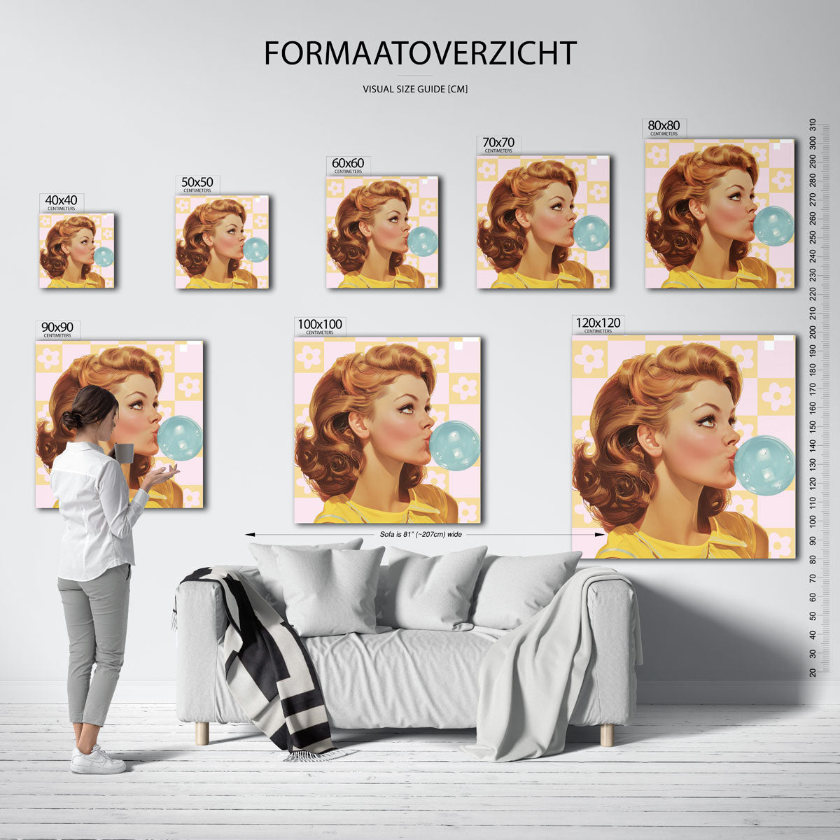 Vrouw met kauwgombel Poster