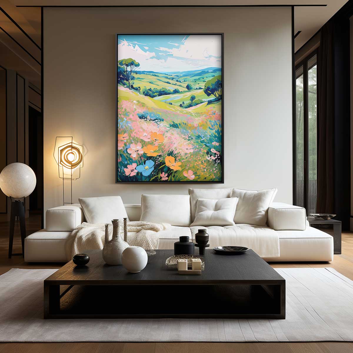 Zomerse Heuvels en Bloemenweelde Kunstwerk-canvas-dibond-plexiglas-wanddecoratie-WallArtistic