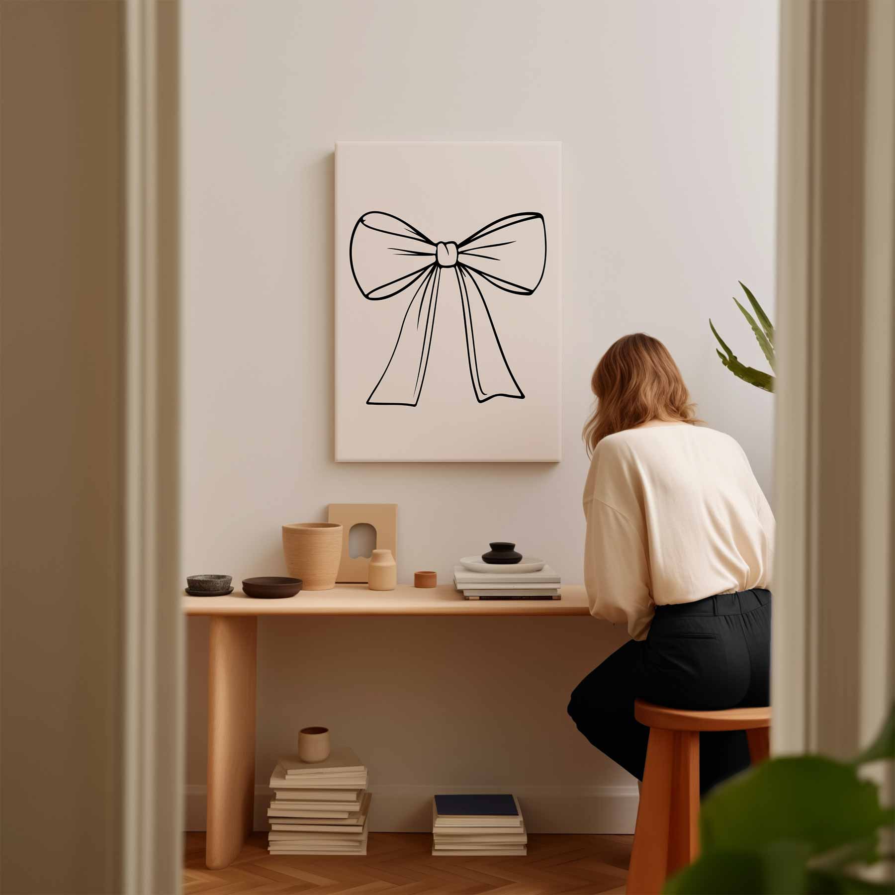 Elegante Strik Illustratie Kunstwerk-canvas-dibond-plexiglas-wanddecoratie-WallArtistic