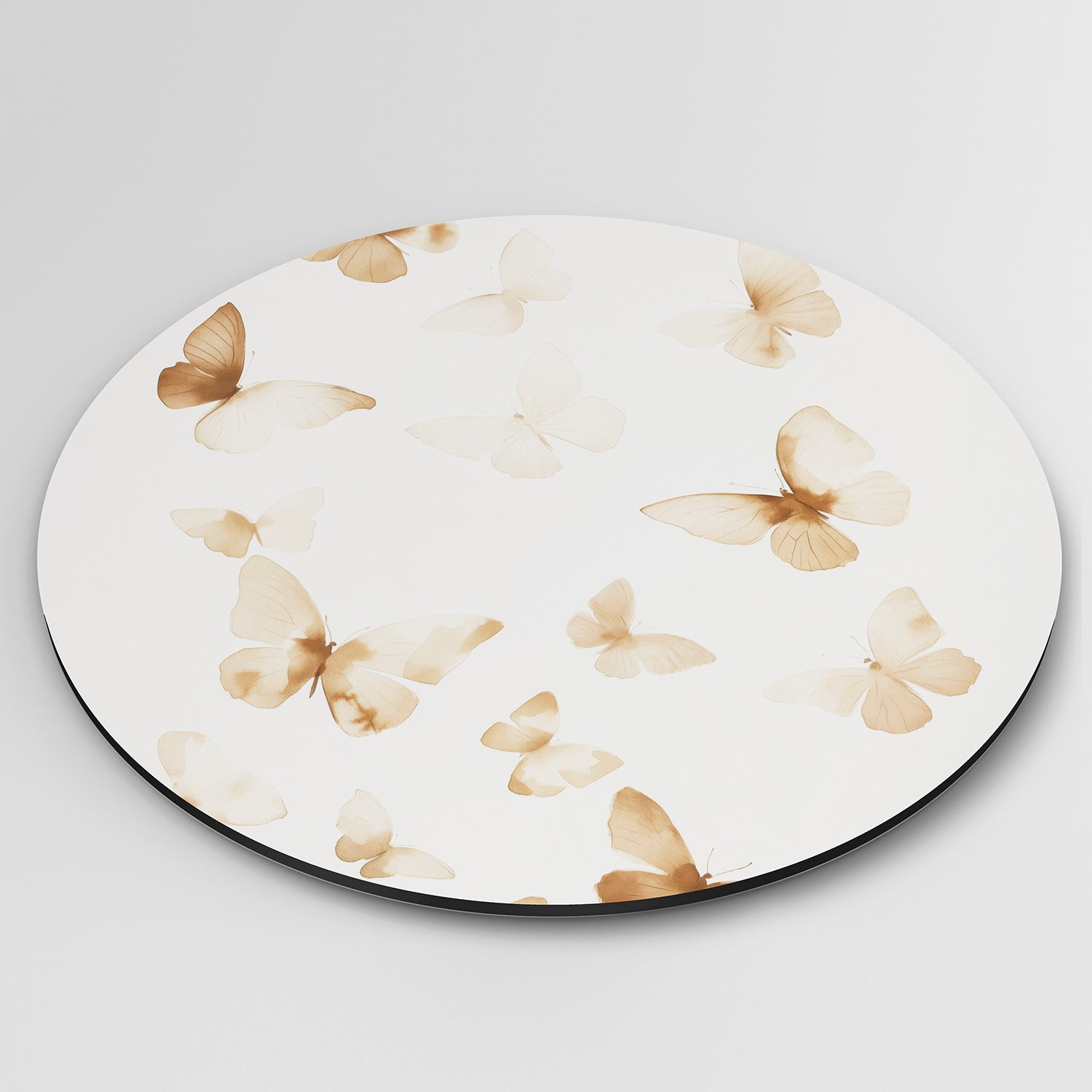 Vlinders in beige Muurcirkel