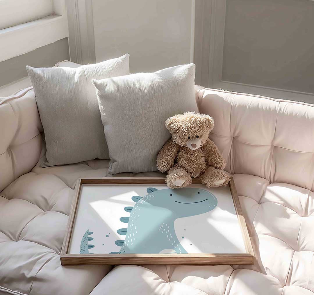 Blauwe dinosaurus Poster