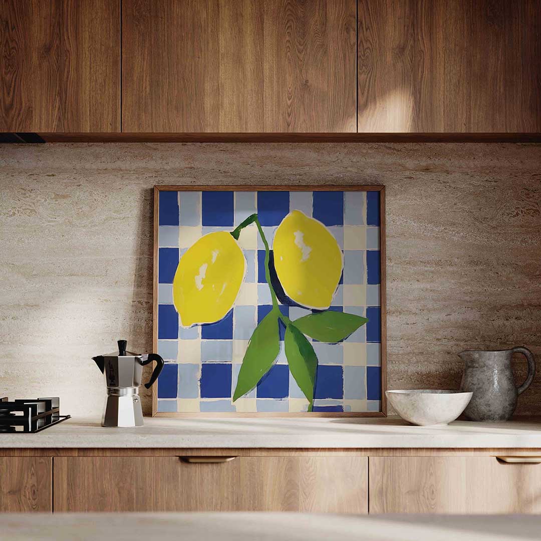 Citroenen op blauw wit Poster