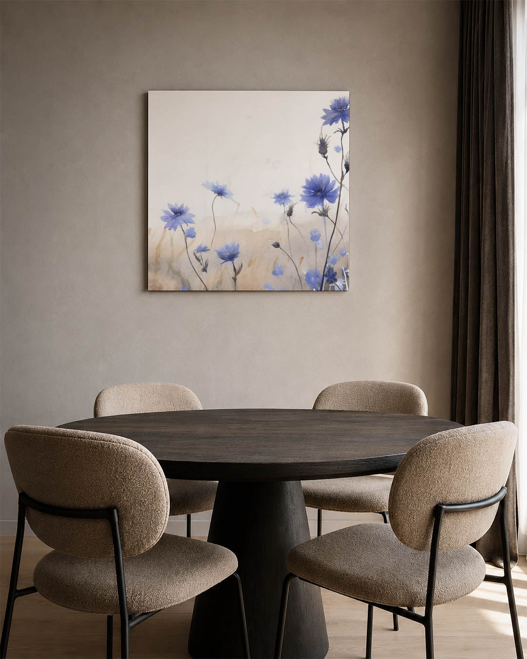 Bloemen in blauwtinten Kunstwerk