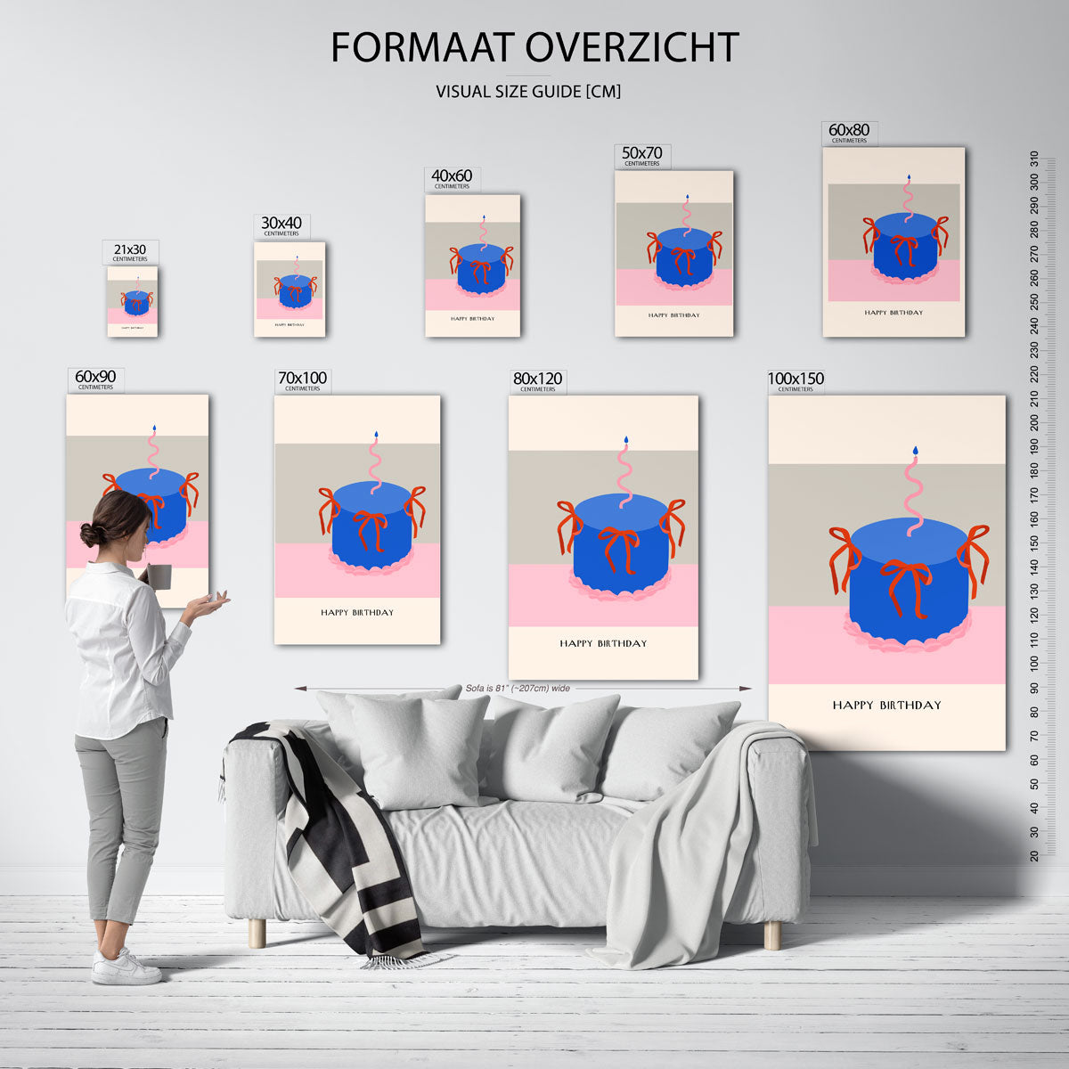 Verjaardagstaart met kaars Poster