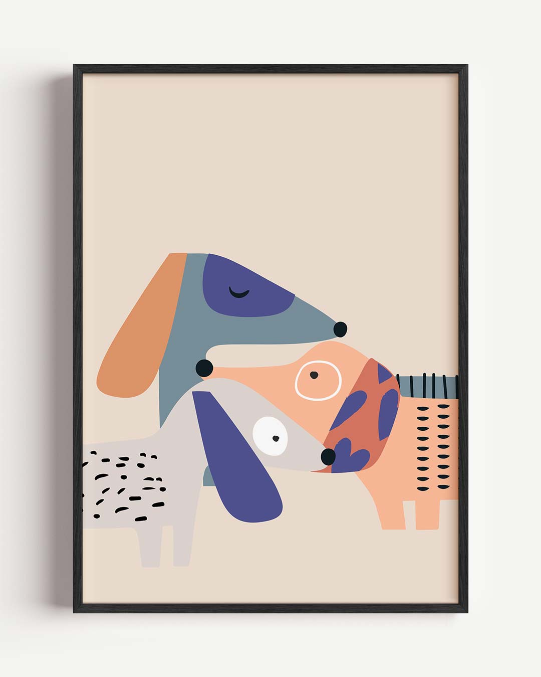 Vrolijke Honden Illustratie Poster-WallArtistic