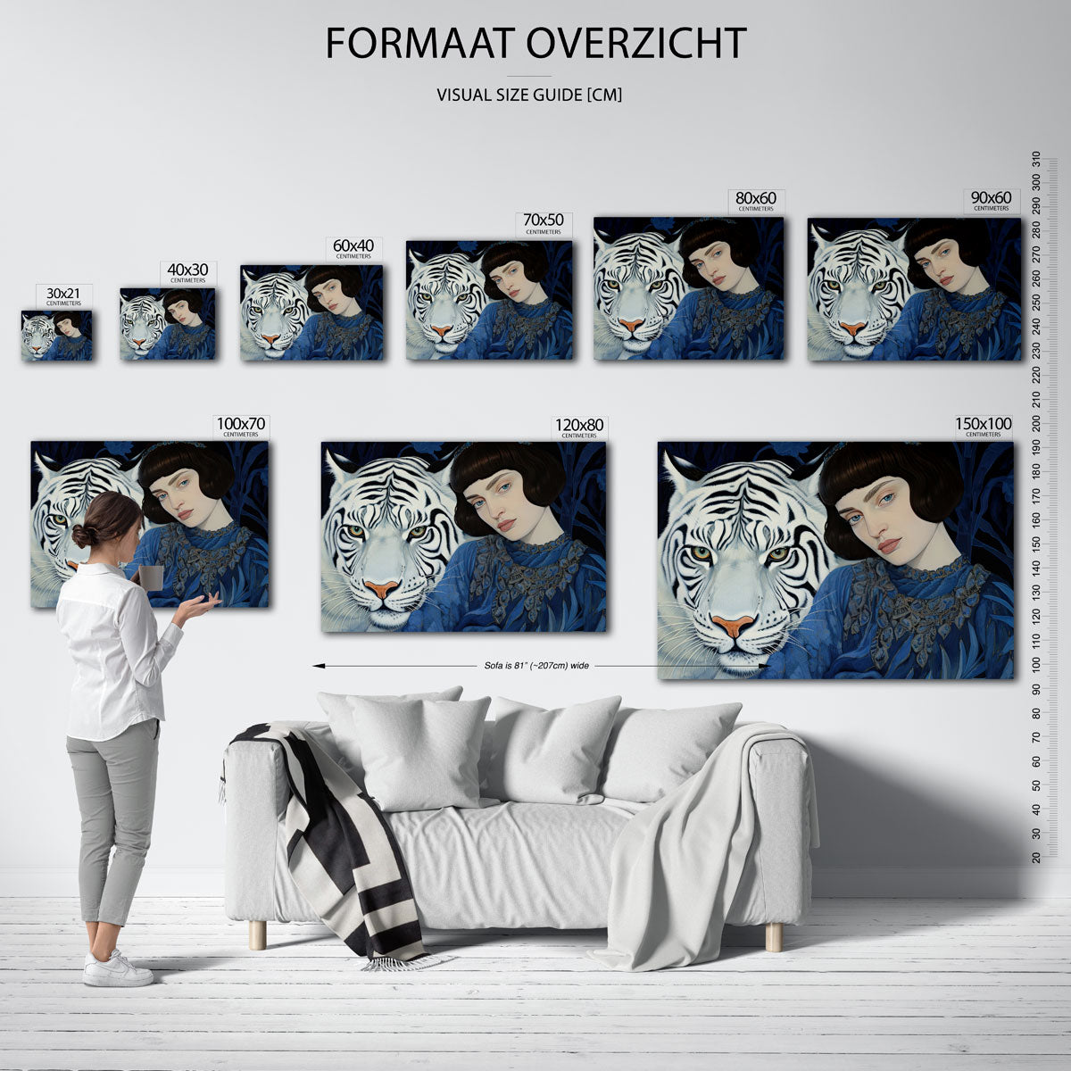 Witte tijger en vrouw Poster