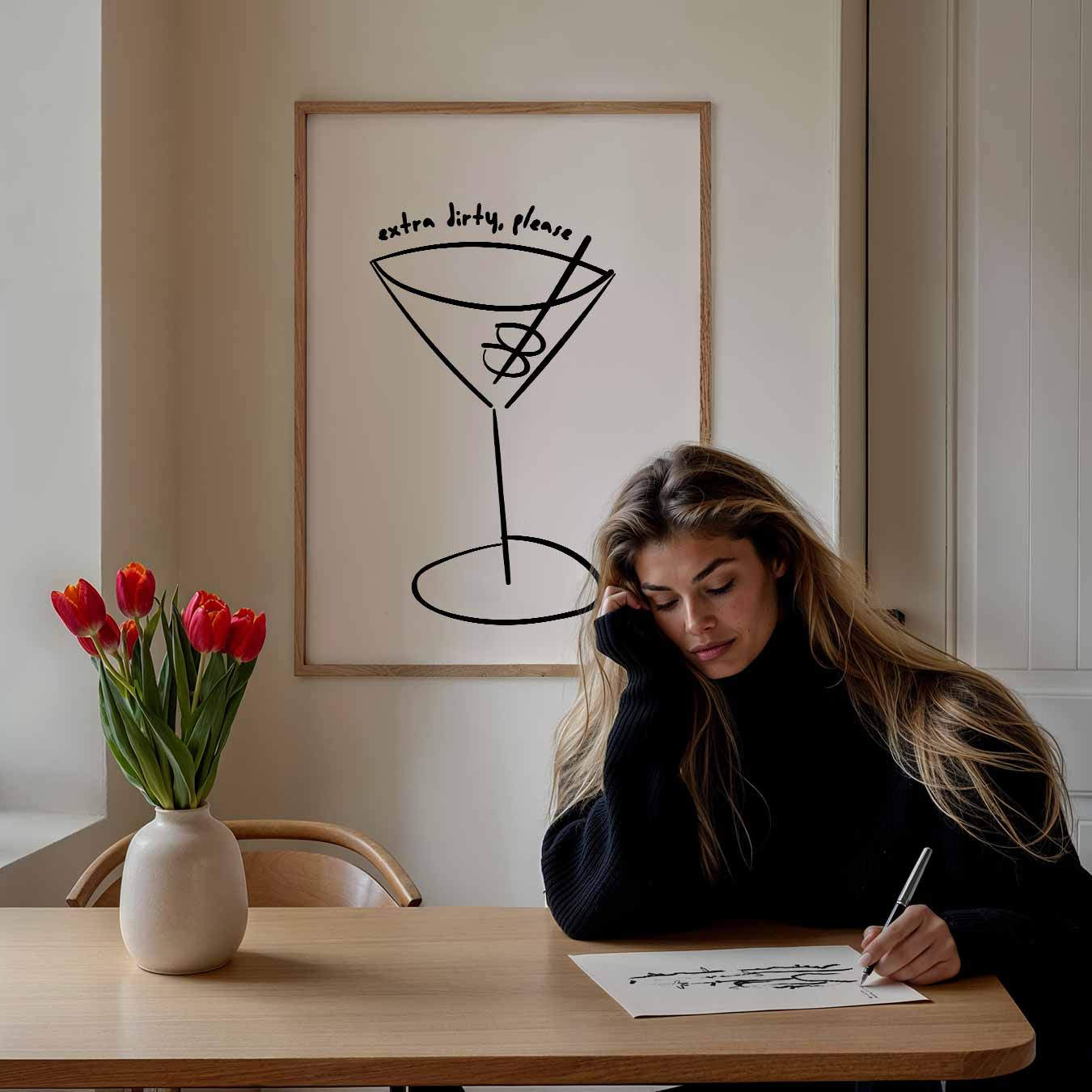 Stijlvolle Martini Illustratie Poster-WallArtistic