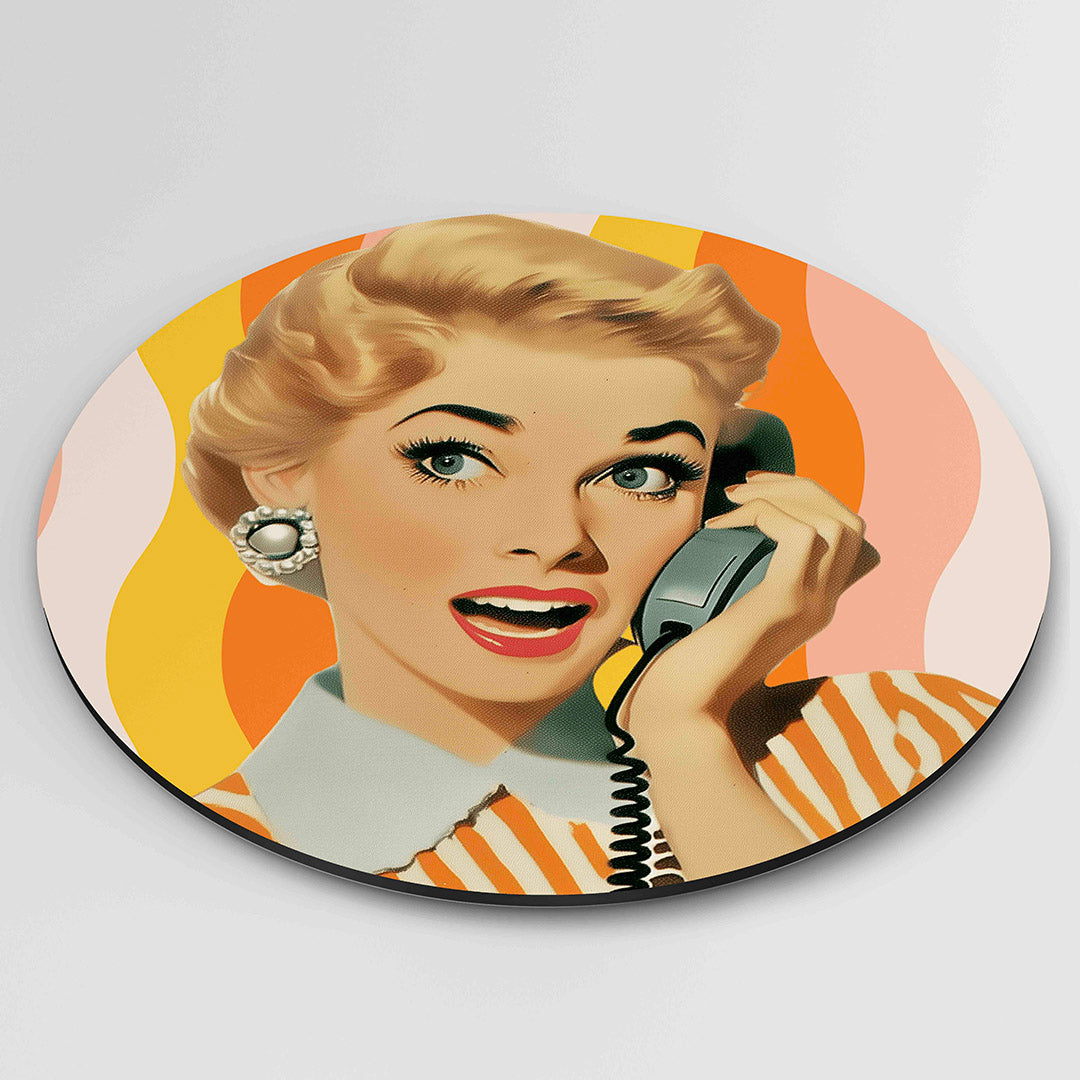 Vrouw met telefoon Muurcirkel