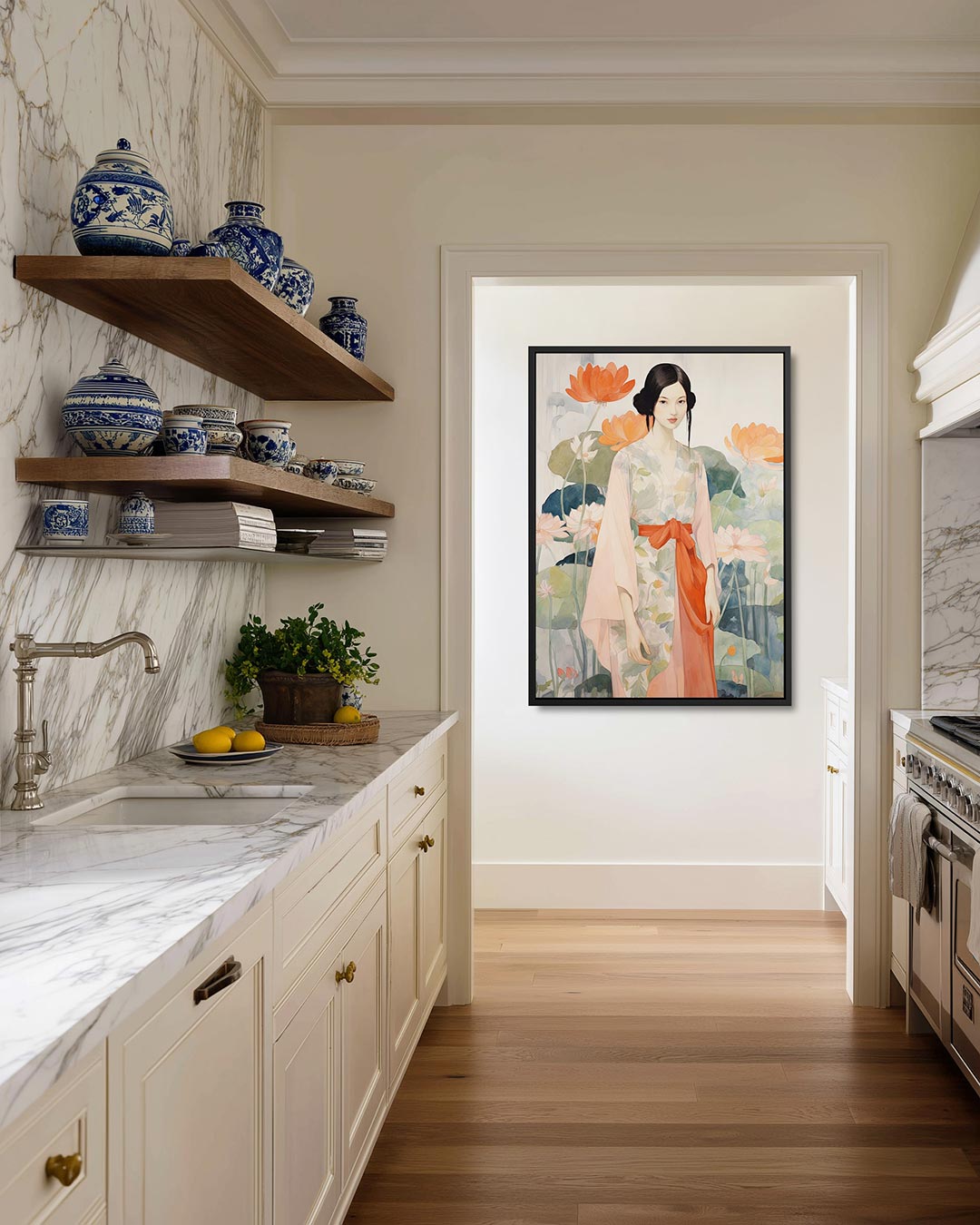 Vrouw met bloemen Kunstwerk