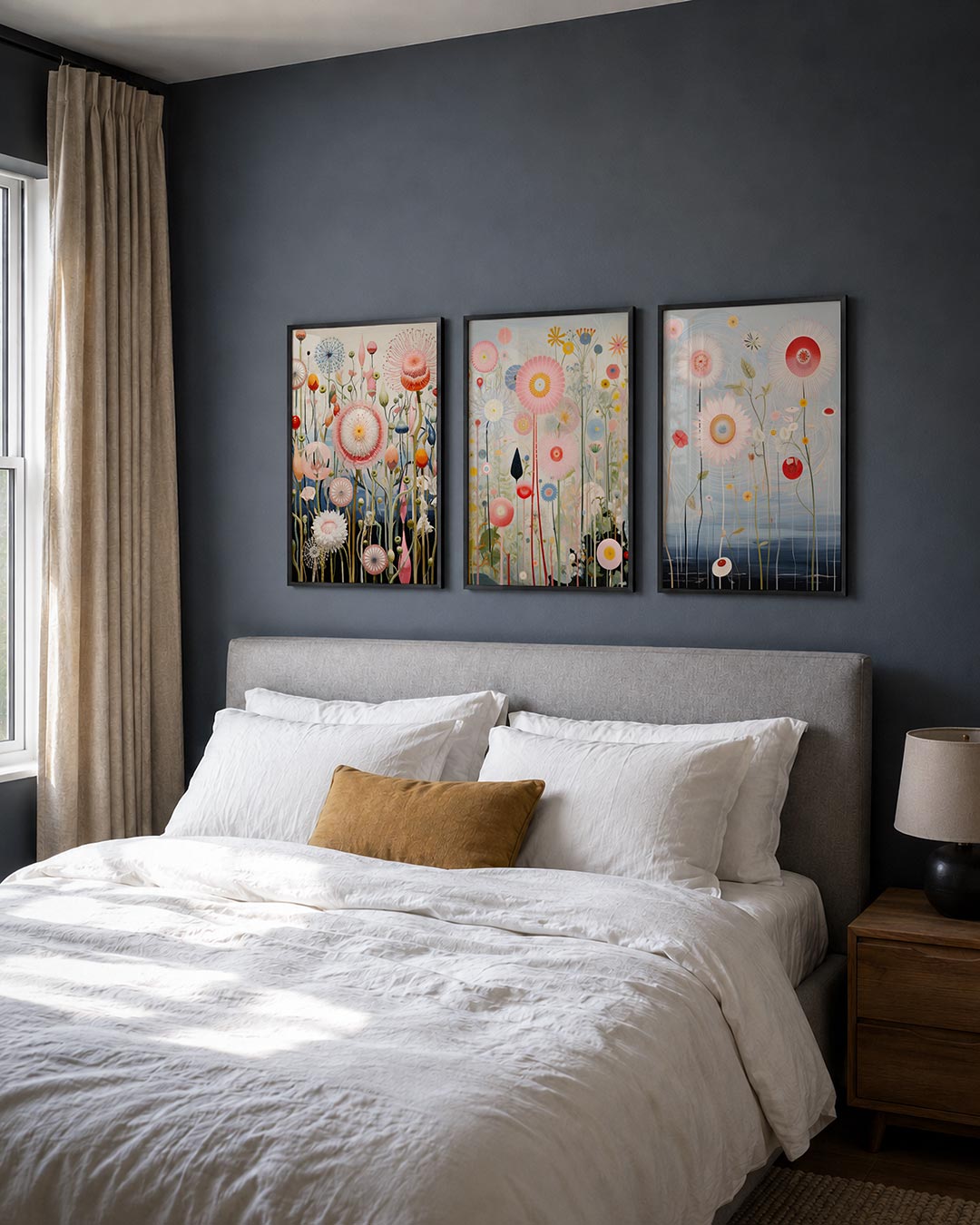 Bloemen en lijnen Posterset