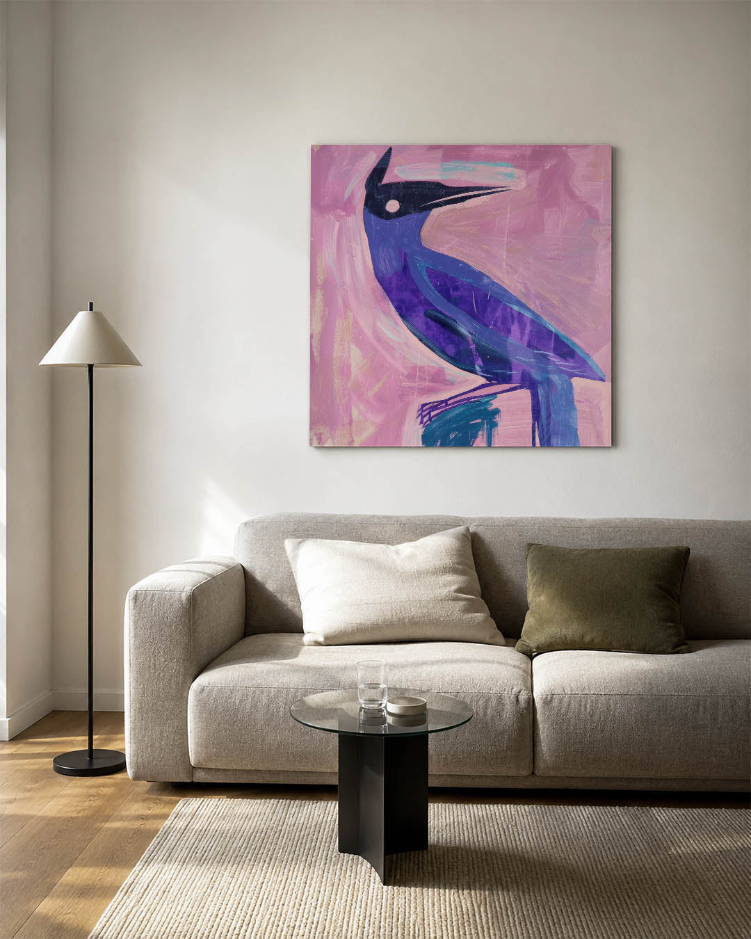 Vogelsilhouet in kleuren Kunstwerk